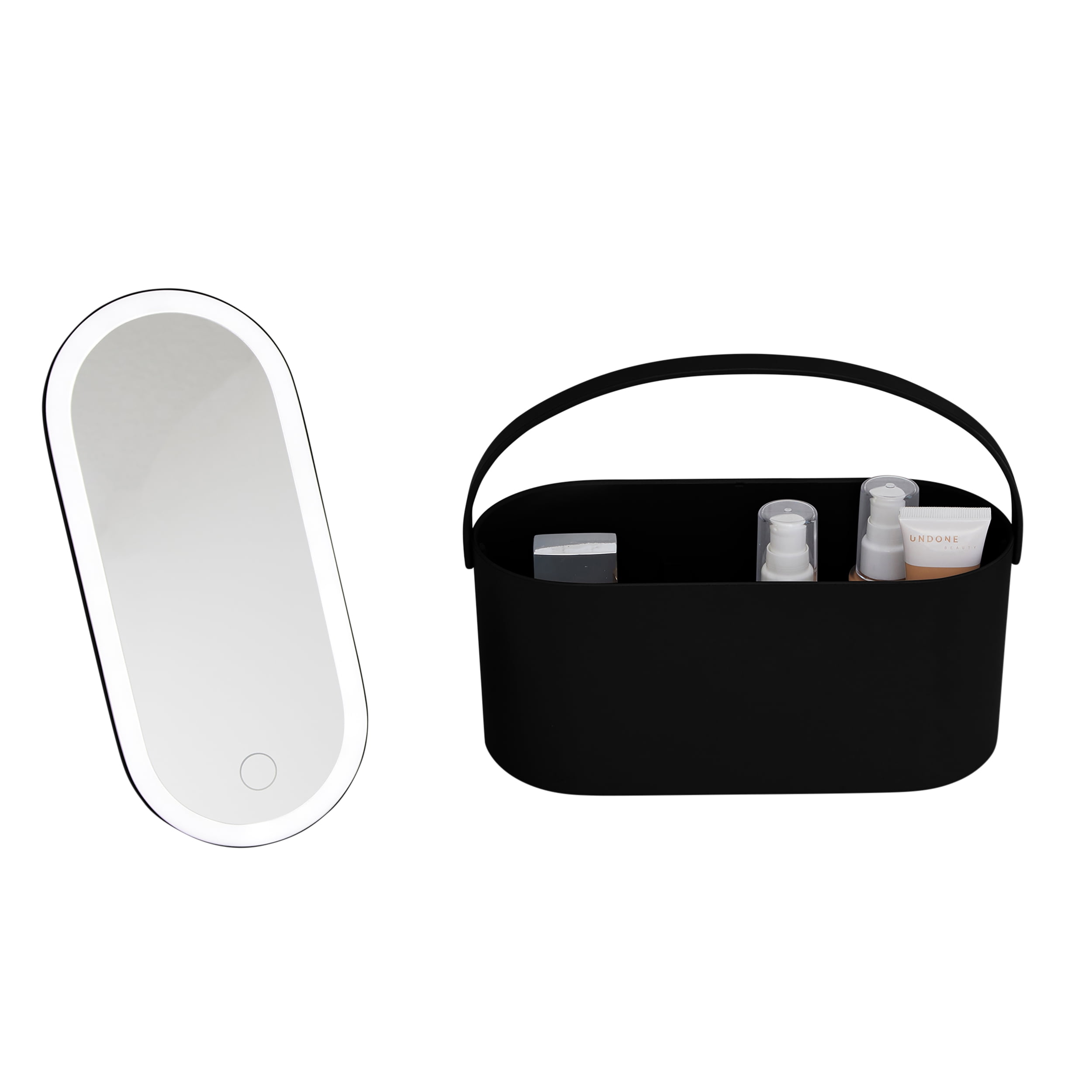 Thinkspace Beauty Storage Organizer with LED Mirror, Black