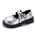 thumbnail image 6 of Dakaela 3-10Y Girls Mary Jane Dress Shoes Cross Strap Chunky Platform School Uniform Oxford Pumps for Toddler Little Big Kid Silver, 6 of 8