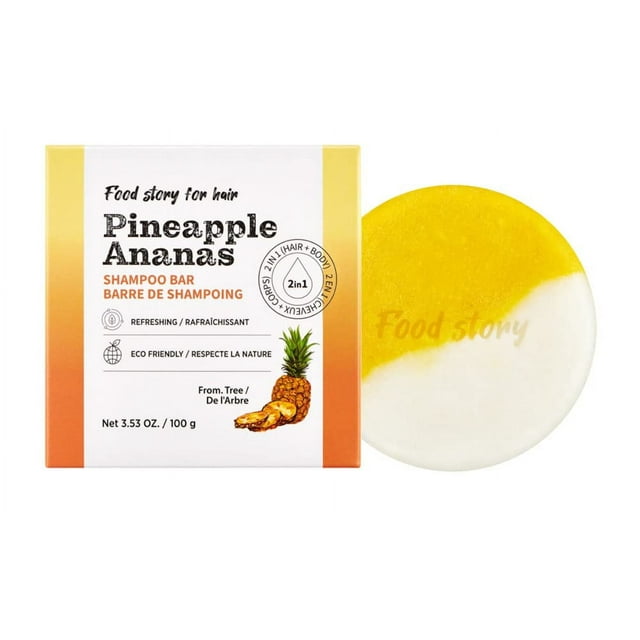 HISTORIA DE ALIMENTOS PARA EL CABELLO CHAMPÚ EN BARRA DE PIÑA Para cuero cabelludo y cabello grasos pH bajo Vegano Refrescante champú sin surfato jabón en barra