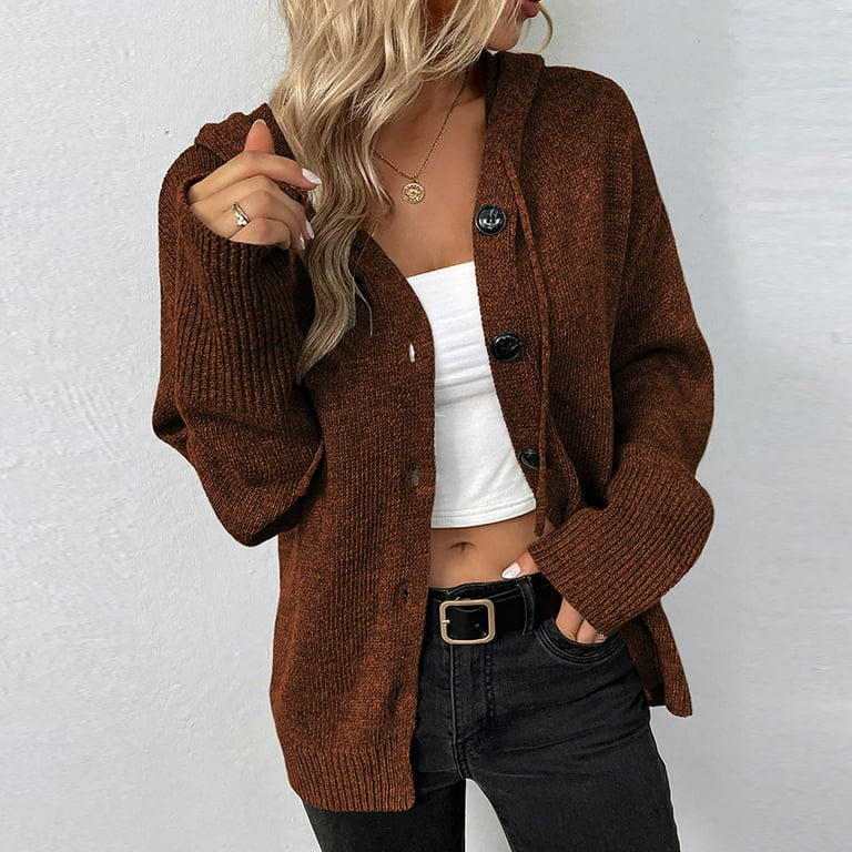 Casual Solid Color Hooded Cardigan Coat Casual Solid Color Hooded Cardigan Coat
