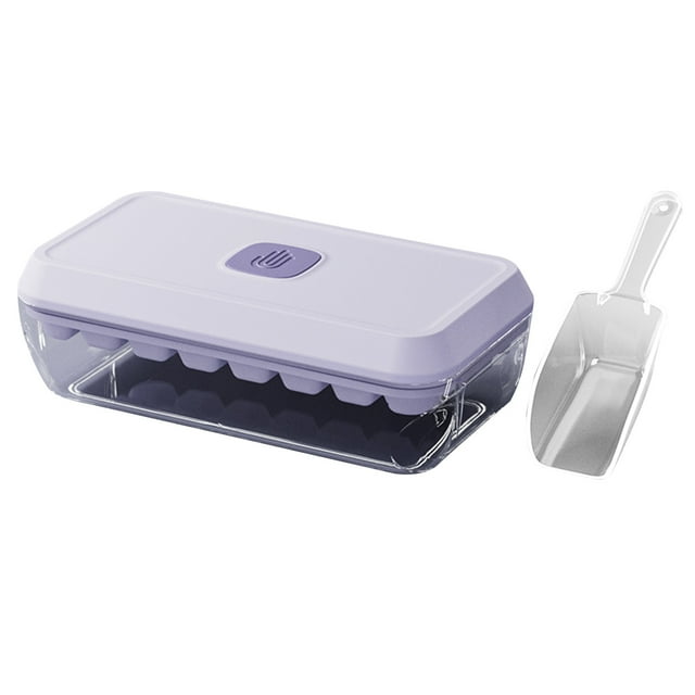 Ice Cube Tray with Lid And Bin Press-Button Release Ice Mold for Freezer BPA-Free Ice Cube Maker for Drinks