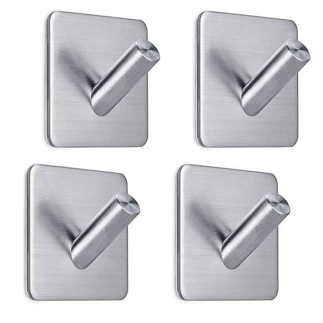 Cateissary 1111Fourone, 4 Uds., colgador de toallas de acero inoxidable, albornoces, sombreros, bolsa, llave, puerta, ganchos de pared para cocina Almacenamiento y organización del hogar