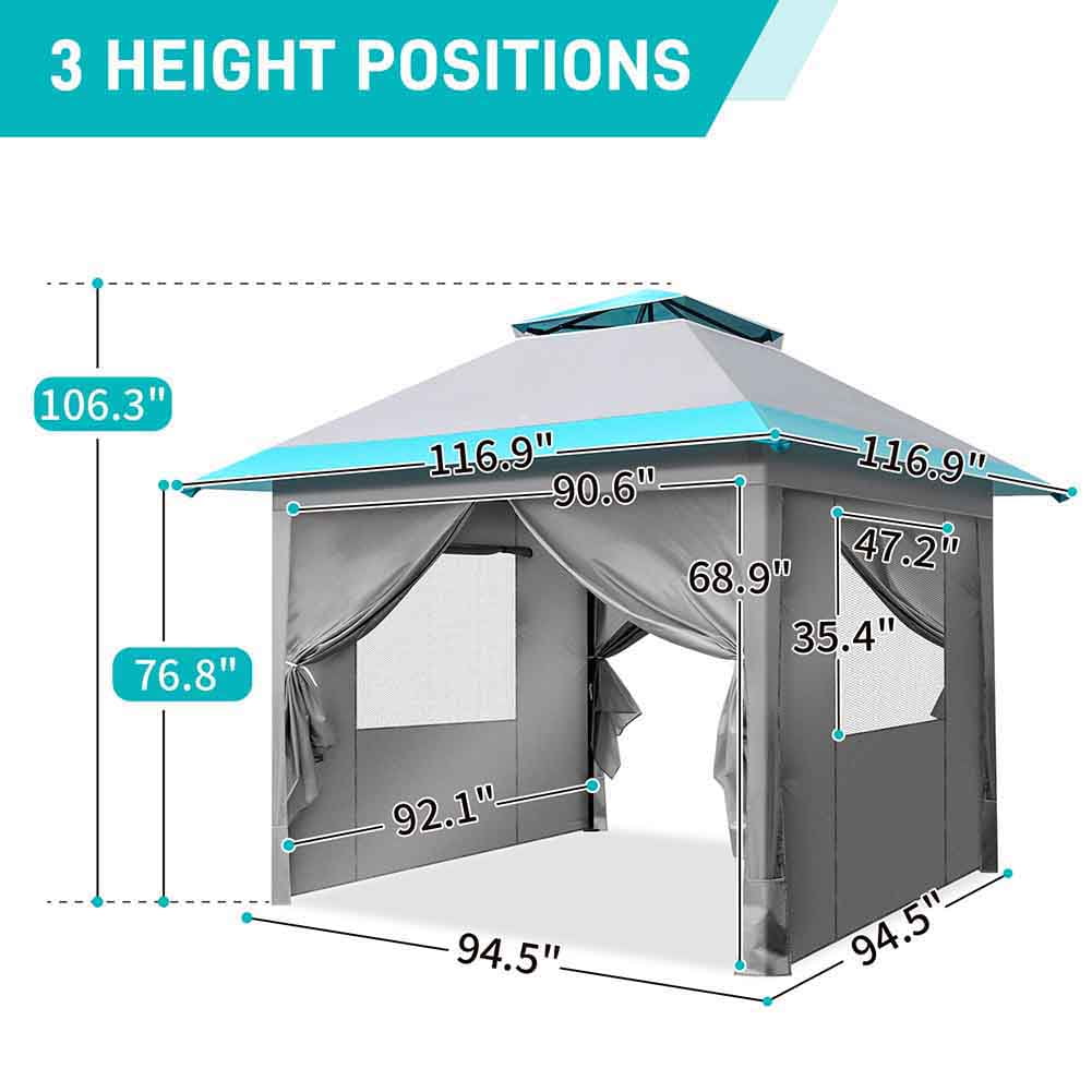 Aimee Lii 120"x120" Canopy Tent Heavy Duty Canopy, Outdoor Tent Canopy for Wedding Party Event Tent, Gray