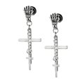 thumbnail image 5 of 361L de material acero inoxidable Cruz Colgante Drop Dandle Clip sin perforaciones en los pendientes de Halloween Joyería vintage Tornillo Vol Plata Fernando Pendiente pendiente, 5 of 5