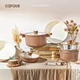 thumbnail image 2 of CAROTE 39-Pieces Ceramic Cookware Set, Nonstick Pots and Pans with Floral Detachable Handles, Induction Compatible, Diswasher Safe, Brown, 2 of 9