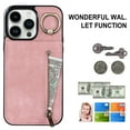 thumbnail image 2 of Nalacover for iPhone 12 Pro/12, Wallet with RFID Credit Card Holder and Zipper Pocket,Drop Protection Flip Cover Ring Holder Kickstand with Double Magnetic Clasp For iPhone 12/12 Pro, Pink, 2 of 12