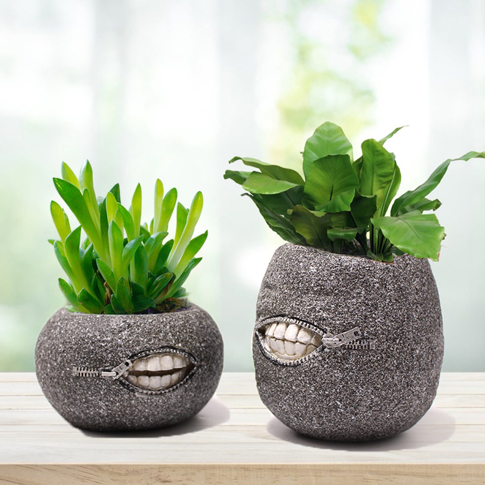 Asfrde Pot De Fleurs En Céramique Forme Dent - Mini Pot Succulentes, Porte-Stylo, Décoration Bureau Originale