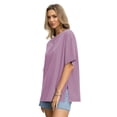 thumbnail image 5 of SWQZVT Womens Oversized T Shirts Cotton Loose Fit Crewneck Short Sleeve Side Slit Summer Casual Basic Tee, 5 of 8