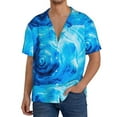 thumbnail image 3 of Sigee Blue Shell Print Men's Shirts Casual Button Down Short Sleeve Summer Beach Shirt Hawaiian Vacation Shirts Tee Shirt-Small, 3 of 7