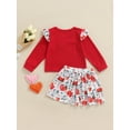 thumbnail image 4 of Kiapeise Toddler Baby Girl Valentine's Day Outfit Heart Love Print Long Sleeve T-Shirt Tops+Mini Skirt Clothes Set, 4 of 8