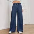 thumbnail image 7 of BXINGOHAI Women's Wide Leg Jeans High Waisted Stretchy Straight Leg Jeans Loose Trendy Denim Pants with Pocket Dark Blue,M, 7 of 7