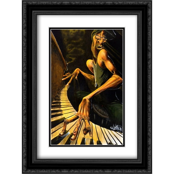 Lounge Smoke 2x Matted 12x14 Black Ornate Framed Art Print by David Garibaldi