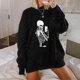 thumbnail image 2 of Sudadera con estampado de calavera de cuello redondo de manga larga suelta divertida vintage para mujer Fridja  FKASFK3086, 2 of 4