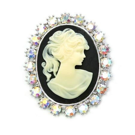 Agate Cameo Pin - Faship Gorgeous Rhinestone Crystal Portrait Cameo Pin Brooch