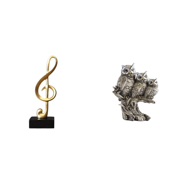 Figura de escritorio,Escultura de notas musicales para escritorio,oficina o decoración del hogar,Figuras de búhos,Figuras de búhos,animales artificiales,artesanías,decoración del