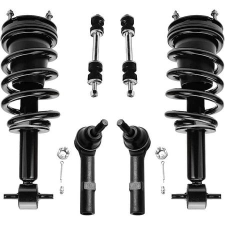 Detroit Axle - 6pc Front Struts Kit for 2007-2013 GMC Sierra Chevrolet Silverado 1500, Outer Tie Rods Sway Bars Struts w/Coil Spring Replacement Suspension