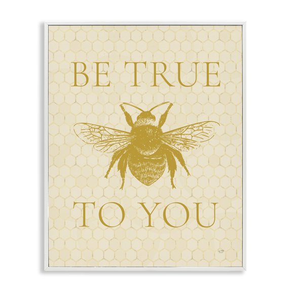 Stupell Industries Farmhouse True To You Beehive Pattern Insect Inspirational Phrase White Framed Giclee Art, 24 x 30, by Lux Me Designs