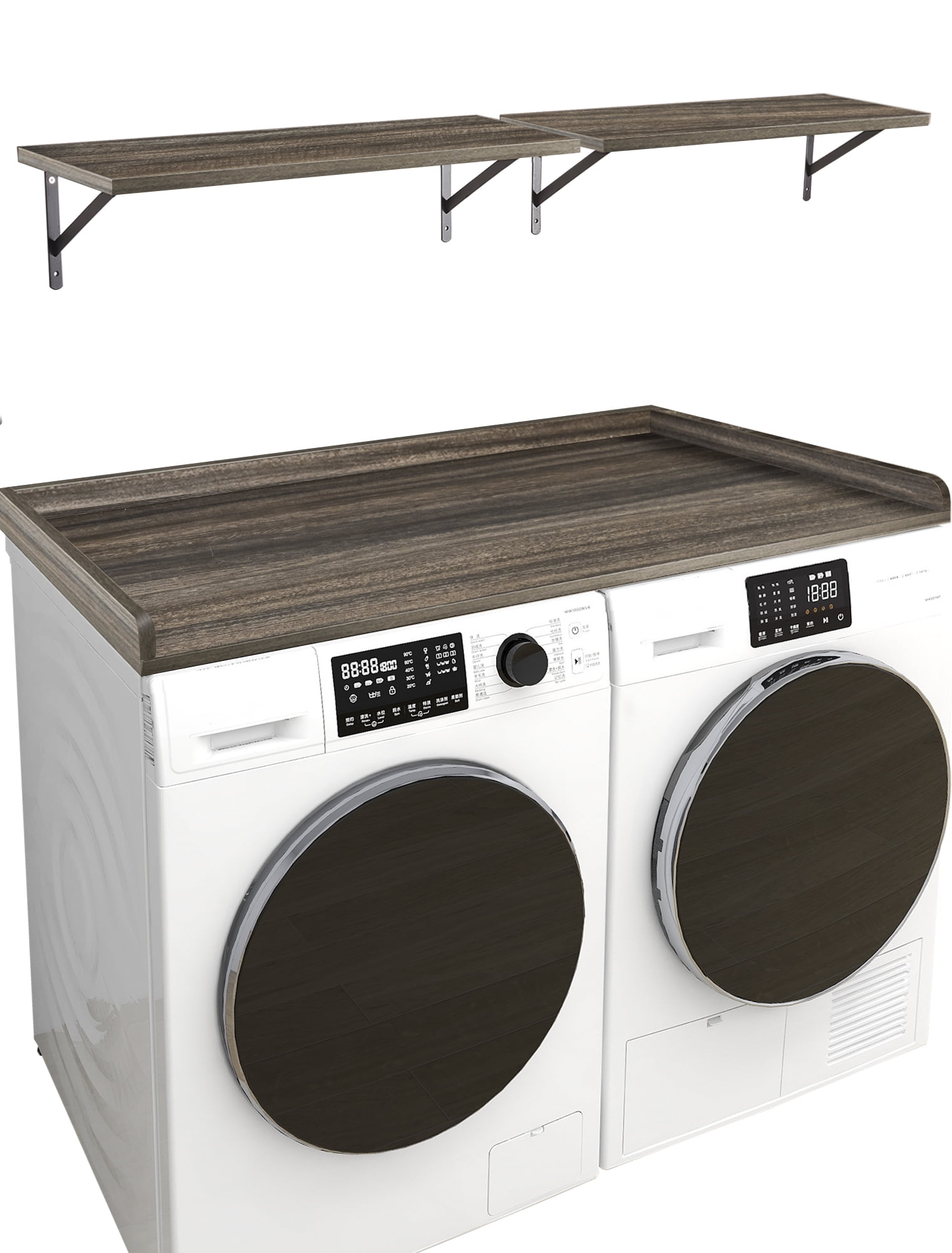 Washer Dryer Countertop and Shelves Set, Melamine Countertop with Edge