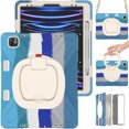 thumbnail image 2 of For iPad Pro 12.9 inch 2022/2021/2020/2018 Case, 360 Rotatable Handle Stand, Shoulder Strap, Drop-Proof Design, Colourful Blue, 2 of 7