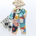 thumbnail image 2 of Youmylove Toddler Kids Baby Boys Girls Satin Cartoon Button Down Shirt Tops + Long Pants Silk Pajamas Sleepwear Outfits Loungewear Set Child Sleepwear Homewear Pjs, 2 of 4