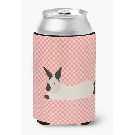 

California White Rabbit Pink Check Can or Bottle Hugger