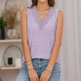 thumbnail image 4 of Rigardu tank top for women Eyelet TopWomen's New Summer V Neck Vest T Shirt Us Size Sleeveless Lace Top for Women womens tank tops Purple + M, 4 of 6