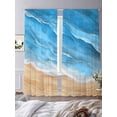 thumbnail image 2 of Blue Coastal Beach Sheer Curtains 108 Inch Length 2 Panels Set, Summer Nautical Ocean Beige Seaside Voile Window Treatment Semi Sheer Long Curtains Drapes for Bedroom/Living Room/Kitchen 52"x108"x2, 2 of 7