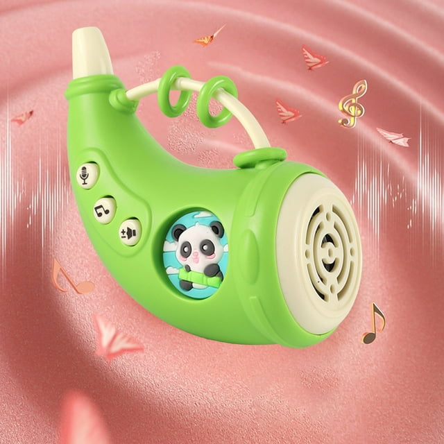 Uklsqma Microphone d'Enregistrement pour Enfants / Pendentif Casse-Tête Musical Multifonctionnel / Contrôle du Volume / Instrument de Musique Portable pour Éducation Précoce / Bleu Rose Brun / Intérieur Extérieur
