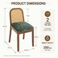 thumbnail image 3 of QuzyAor armhouse Solid Wood Dining Chairs Set of 2, Curved Rattan Back Accent Chairs with Green Chenille Cushion, Upholstered Kitchen Side Chair, 3 of 11
