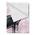 thumbnail image 2 of Whale Soft Flannel Fleece Throw Blanket, Big Black Whale with Striped Dreamy Clouds with a Motto Work of Art, Cozy Plush for Indoor and Outdoor Use, 60" x 80", Pink Black and White, by Ambesonne, 2 of 5