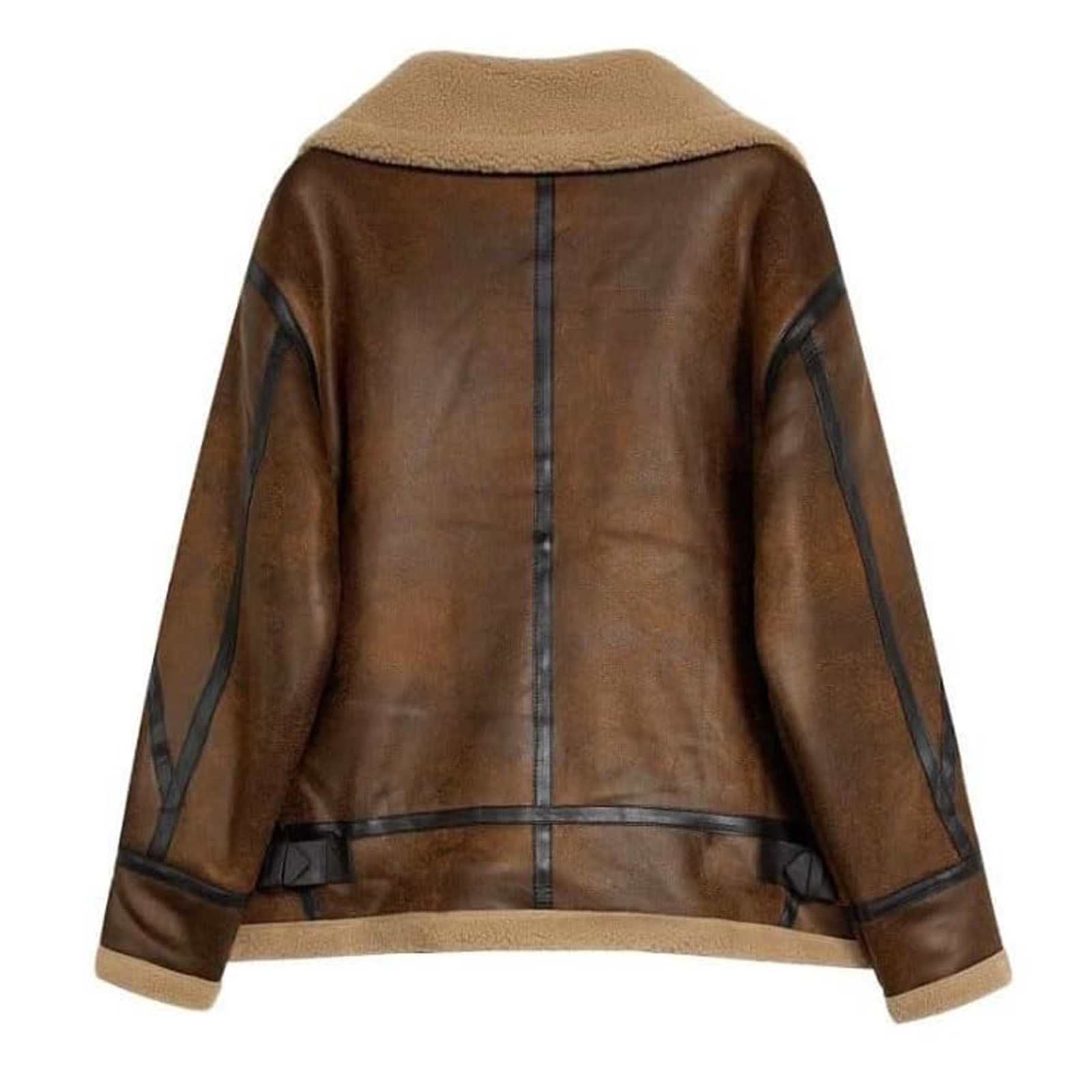 NANAIQ Leather Jackets For Women Women's Bomber Jacket Womens Fall Clothes Zip Up Faux Leather Coat Fur-Collar Warm for Winter Christmas, Camel, L