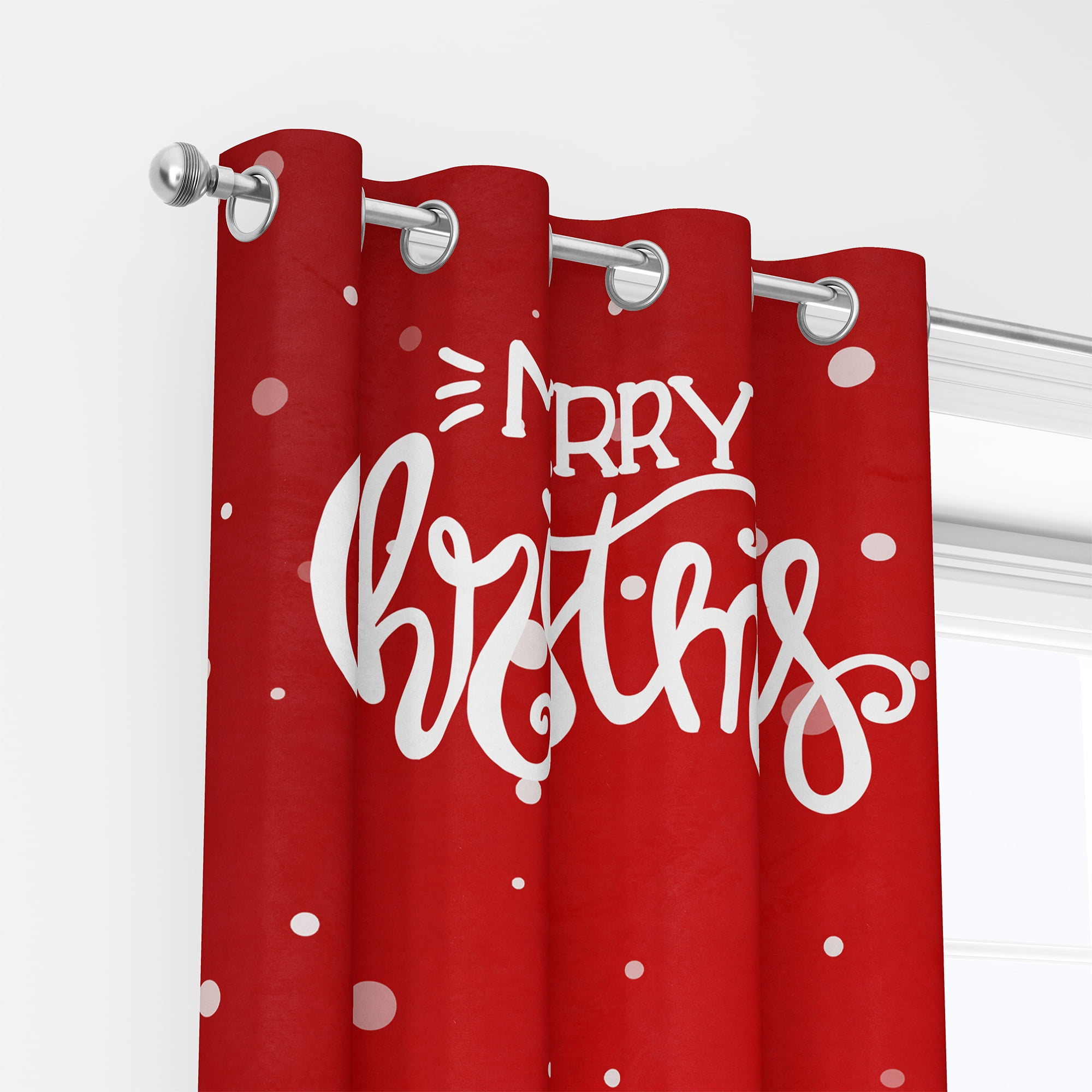 Christmas Santa Claus Black Out Window Curtains, Xmas Tree Gift Winter Snowflake Decor for Bedroom, Living Room, Grommet Window Drapes 2 Panel Set, 52"x84"