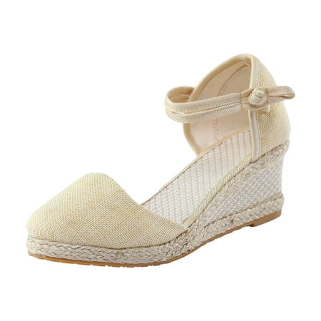 

Qufokar Mid Calf Socks Women Design Cushioned Sandals for Women Women Platform Wedge Sandals Fashion Versatile Braided Buckle Breathable Wedge Sandals