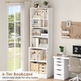thumbnail image 3 of Hiphuta 73 in Tall 6-Tier Bookcase, 22" Wide Bookshelves with Adjustable Shelf, Modern Minimalist Book Shelf for Home Office, Living Room, White, 3 of 9