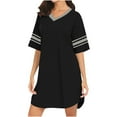 thumbnail image 4 of Kaemgyyd Women's Sleepshirt Fashion Color Block V Neck Nightgown Oversized Loose Half Sleeve Nightshirt Sleepwear Summer, 4 of 6