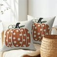 thumbnail image 5 of Fall Pumpkin Throw Pillow Cover 18x18 Inch Set of 2 Autumn Orange Pumpkin Outdoor Pillow Cases Polka Dot Beige Thanksgiving Farmhouse Square Cushion Covers for Sofa Couch Porch Patio Home Decor, 5 of 6