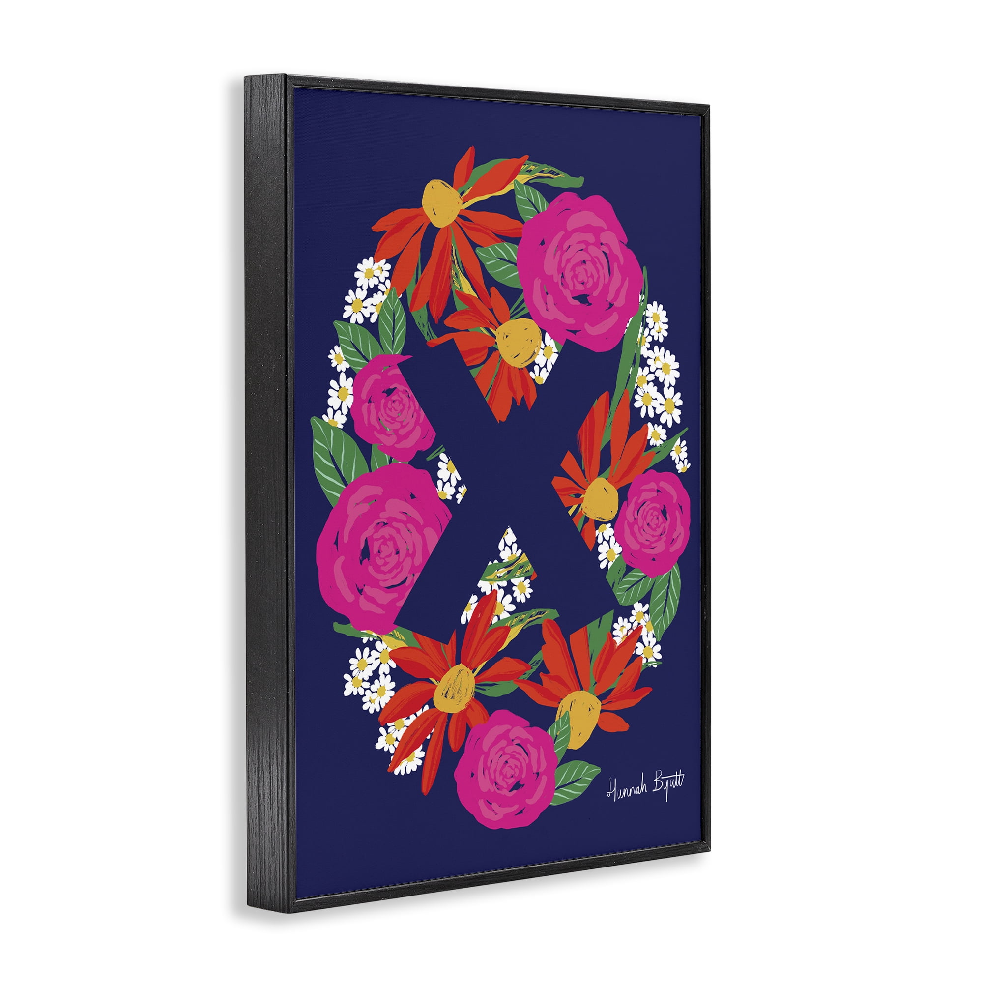 Stupell Industries Floral Bloom Letter X Botanical & Floral Painting Black Framed Art Print Wall Art, 20 x 30