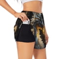 thumbnail image 3 of Lsque Golden White Fire Dragon Printed Women's Running Shorts with Liner Pockets,Elastic Quick Dry Workout Athletic Gym Yoga Shorts,Womens High Waist Shorts-XX-Large, 3 of 9