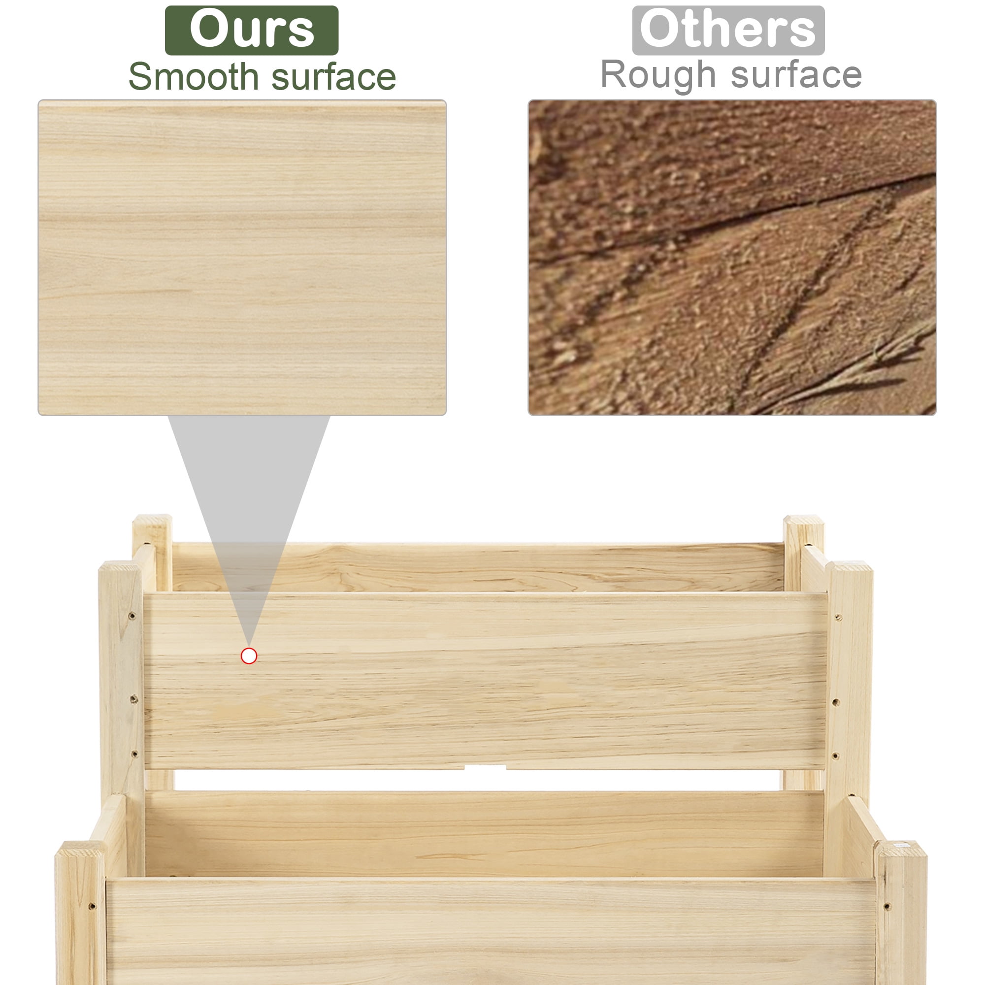 AsterOutdoor Raised Garden Bed 2-Tier Elevated Planter Box Fir Wood, 34" x 34" x 28"