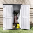 thumbnail image 2 of DEXTRUS Résine Extérieur Shed avec Porte et Plancher Verrouillables, 52 Pi3 Rangement de Jardin et Mobilier de Patio Résistants aux Intempéries, Résistance à la Décoloration et Résistance aux UV, 5,6 x 2,3 Pi, Gris Pâle, 2 of 13