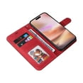 thumbnail image 6 of Compatible with iPhone 16 Plus Wallet Case, Classic Business Wristlet Shockproof Protective for Men Women PU Leather Card Slots Kickstand Phone Case Cover for iPhone 16 Plus, Red, 6 of 11
