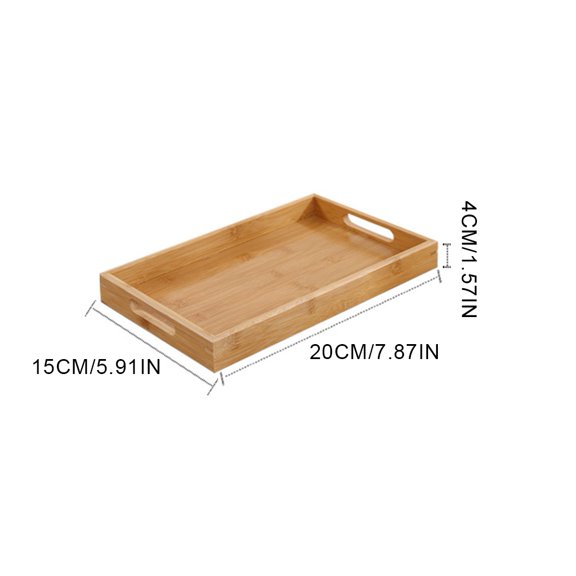 Clearance Sale!Bamboo Serving Tray Butler Tray with Handles, Breakfast Coffee Table Tray, Decorative Wood Ottoman Tray,Serving Platter for Party,7.87 * 5.9inches