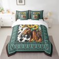 thumbnail image 2 of Erosebridal Ensembles de Literie à Motif Floral de Chevaux Format Simple, Ensembles de Douillette à Rayures Imprimé Vache avec Draps, Décoration de Chambre Fer à Cheval, Réversible, Respirant, 7 Pcs, 2 of 5