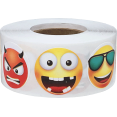 thumbnail image 1 of 3D Emoji Stickers Happy Faces 6 Different Emojis 1 Inch Round Circle Dots 500 Adhesive Labels, 1 of 8