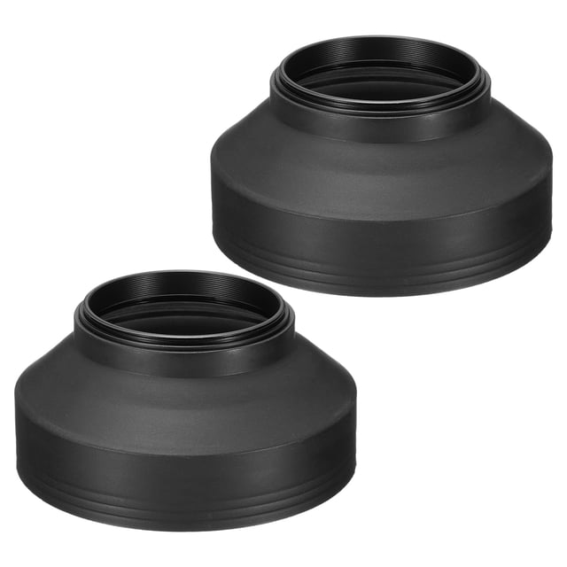 Unique Bargains 55mm Camera Lens Hood, 2Pcs Rubber Collapsible Lens Protector, Black
