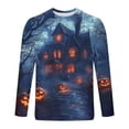 thumbnail image 5 of Blusas y camisas de manga larga con cuello redondo para hombre, estilo casual, cuello redondo, manga larga, para Halloween, con estampado, de poliéster, 5 of 5