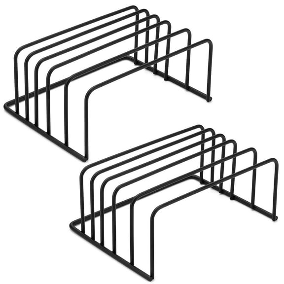 2 Pcs Multi-Functional Chopping Board Rack, Kitchen Organiser Storage for Cutting Boards, Dish Rack for Kitchen Countertop, Black Metal Stand with 6 Compartments, Space Saving