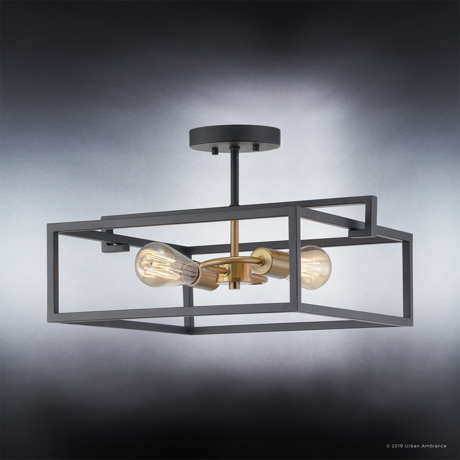 Luxury Modern Farmhouse Indoor Ceiling Light, 9.375''H x 17.25''W, with Cosmopolitan Style Elements, Modern Design, Charcoal Finish, UHP2800