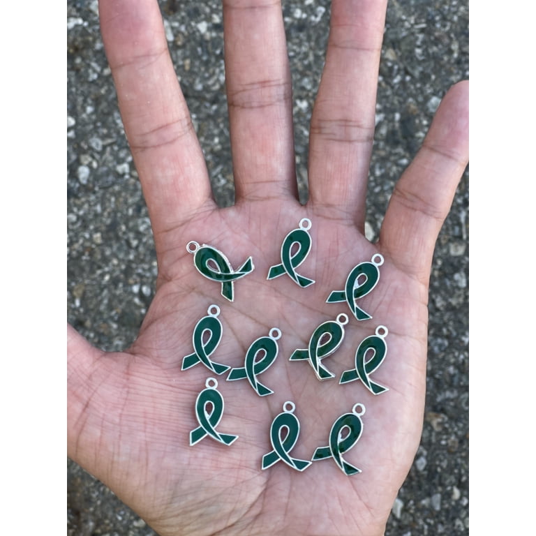 Green Charms for Jewelry Making, Ribbon Liver Kidney Cancer