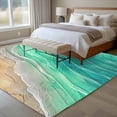 thumbnail image 4 of Teal Ombre Coastal Area Rug 5x8 FT, Non Slip Bedroom Throw Carpet, Summer Nautical Beach Ocean Seaside Washable Soft Floor Carpet Non-Shedding Rug for Living Room Nursery Dorm Office, 4 of 9